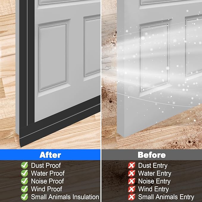 ToLanbbt Weather Stripping Silicone Door Seal Strip 2 in x 40 ft Door Draft Stopper Self Adhesive Door Draft Tape, Side & Bottom Gaps Insulation Strip for Glass Shower Door Sliding Door Window, Black