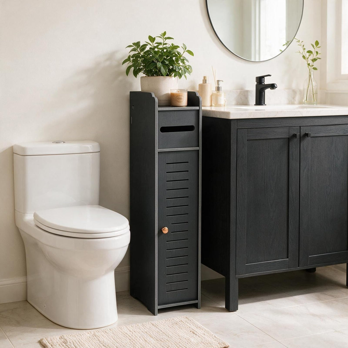 PowerKing Slim Bathroom Storage Cabinet, Toilet Paper Organizer - Image 1