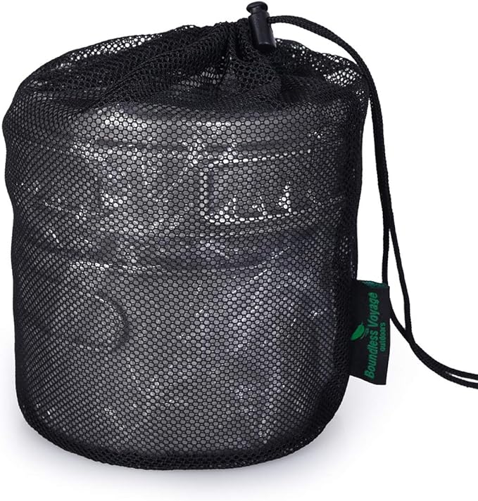 iBasingo 5pcs Black Mesh Nylon Sack With Drawstring - Durable Small Travel Sleeping Bag Stuff Sack for Cosmetics, Shower Gels, Bottles, Tennis Balls, Golf Balls, Tools - BVP03