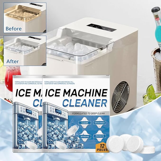 Ice Machine Cleaner Maker Descaler - 24 Ice Maker Cleaner Tablets, Compatible with Opal, Kitchenaid, Helps Remove Hard Wate