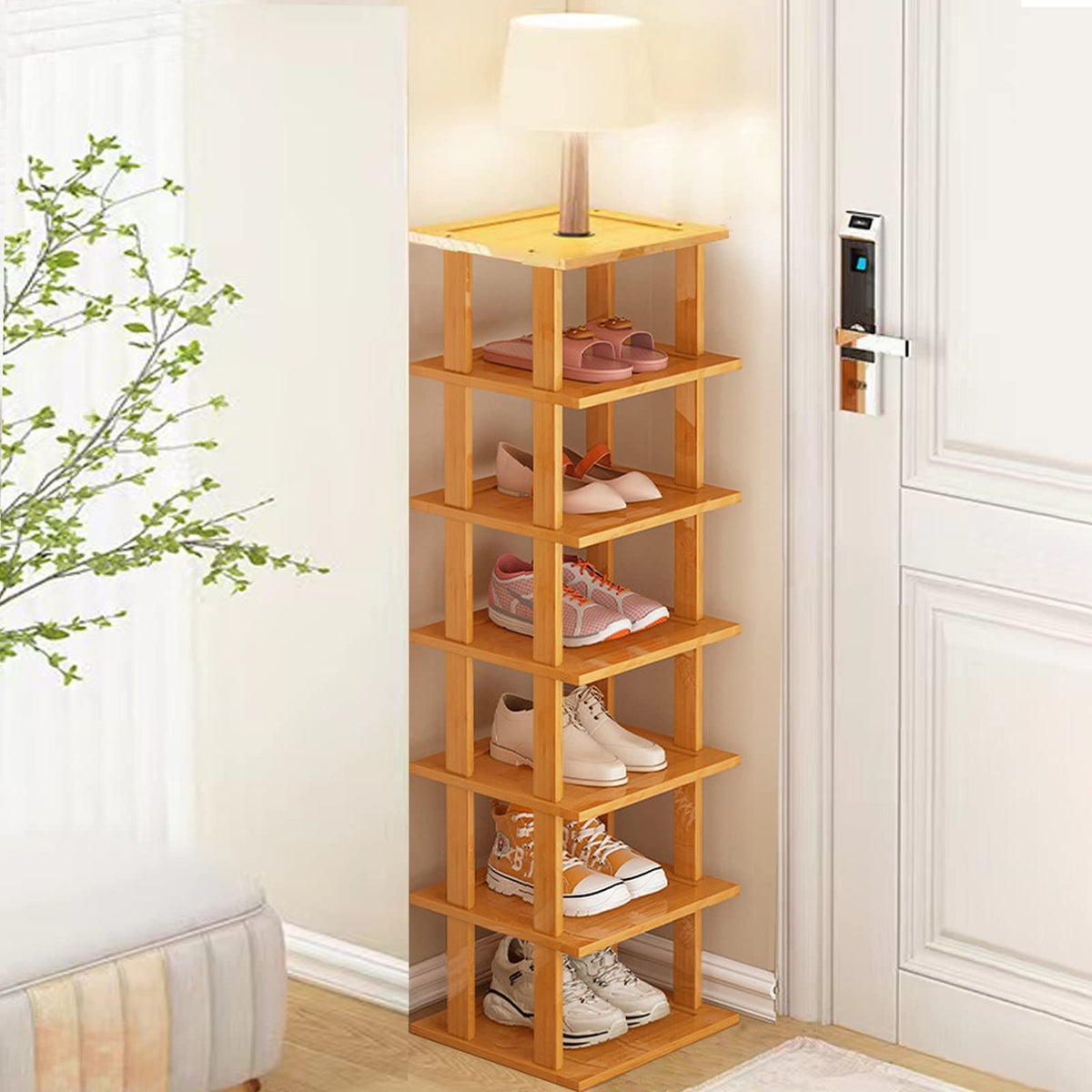 Vertical Shoe Rack,Tall Narrow Shoe Shelf Organizer Entryway Shoe - Image 1