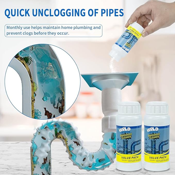 3PCS Wild Tornado Pipe Dredge,Powerful Sink Cleaner Powder Fast Foaming for Kitchen Toilet Pipeline Quick Cleaning Tool