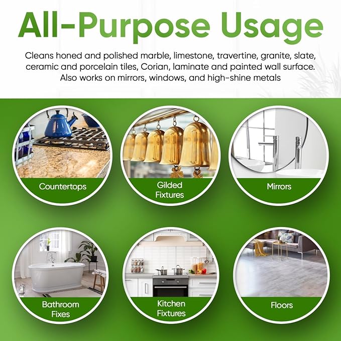 MB Stone & More GT-1 Green Thing - Multi Surface Cleaning Spray for Kitchen Counter Cleaner Spray for Marble- No Streak Formula for Stone, Glass, Granite, Ceramic, Corian, Porcelain (32 Fl Oz)