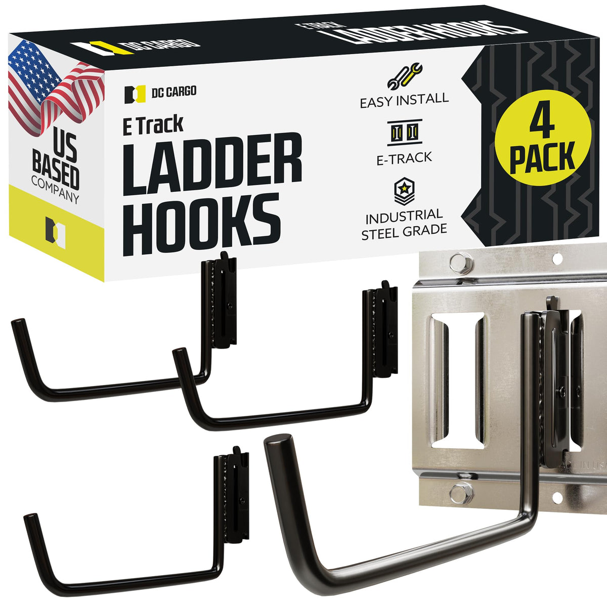 DC Cargo - Extended Flat J Hook E Track Ladder Hooks (4 - Image 1