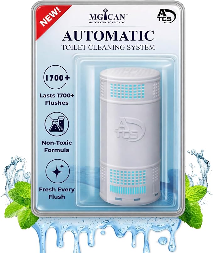 MGICAN Patented Automatic Toilet Bowl Cleaner System (ATCS) 1700+ Flushes - Non Toxic Toilet Bowl Cleaners for Hard Water Stains - UL-Certified Toilet Cleaner 1 Year Supply (1 Pack)