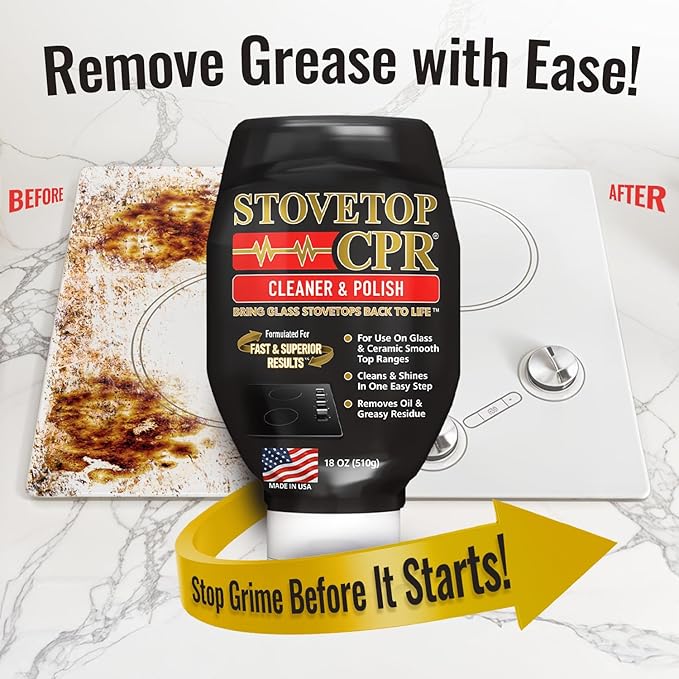 Stovetop CPR 2-in-1 Glass Stovetop Cleaner and Glass Polish(18oz)-Ceramic Top Stove Cleaner, Oven Top, Cooktop, Electric Stove Ceramic