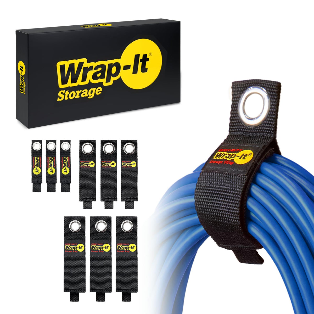 Heavy-Duty Wrap-It Storage Straps - Assorted 9-Pack - Image 1