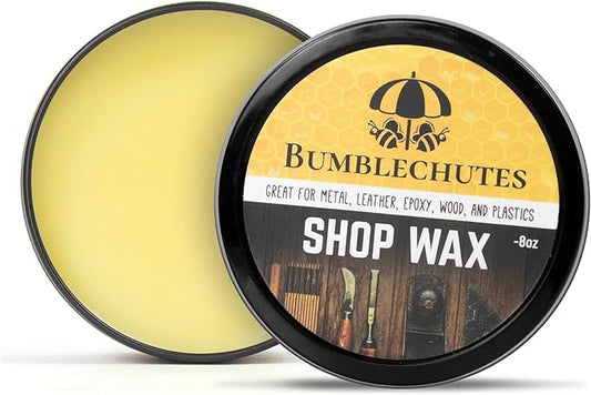 Bumblechutes All-Purpose Shop Wax - All Natural Metal and Wood Wax Finish Paste for Woodworkers, Carnauba Beeswax Wood Polish for Epoxy, Plastic, Metal, Leather, Furniture & Workshop Tools - 8 oz