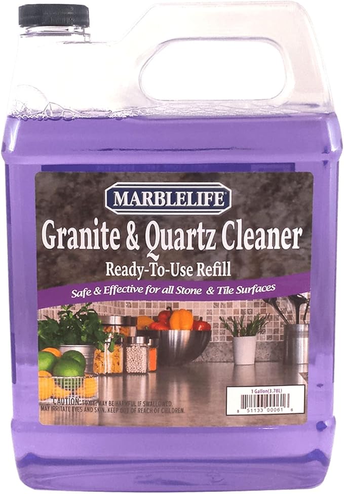 Marblelife Granite & Quartz Cleaner, Safe & Powerful Granite Countertop Cleaner, Oil & Wax Free Quartz Countertop, Effective Stone Care & Cleaning, Ready-To-Use Refill Gallon