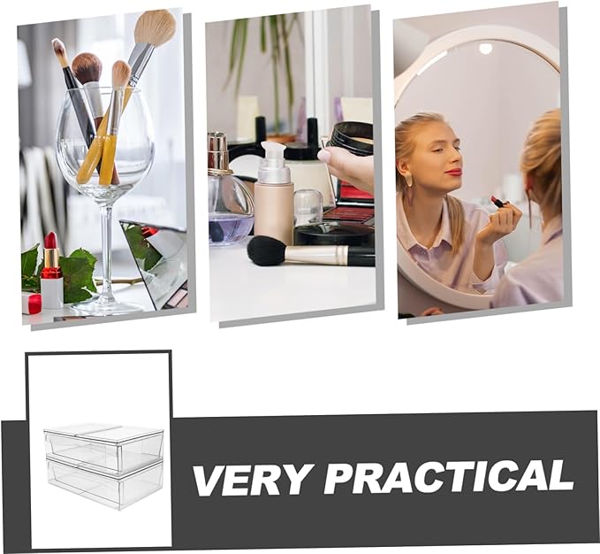 2pcs Acrylic Makeup Organizer Box Drawer Detachable Desktop Storage for Cosmetics Bathroom Accessories and Items and Easy to Clean