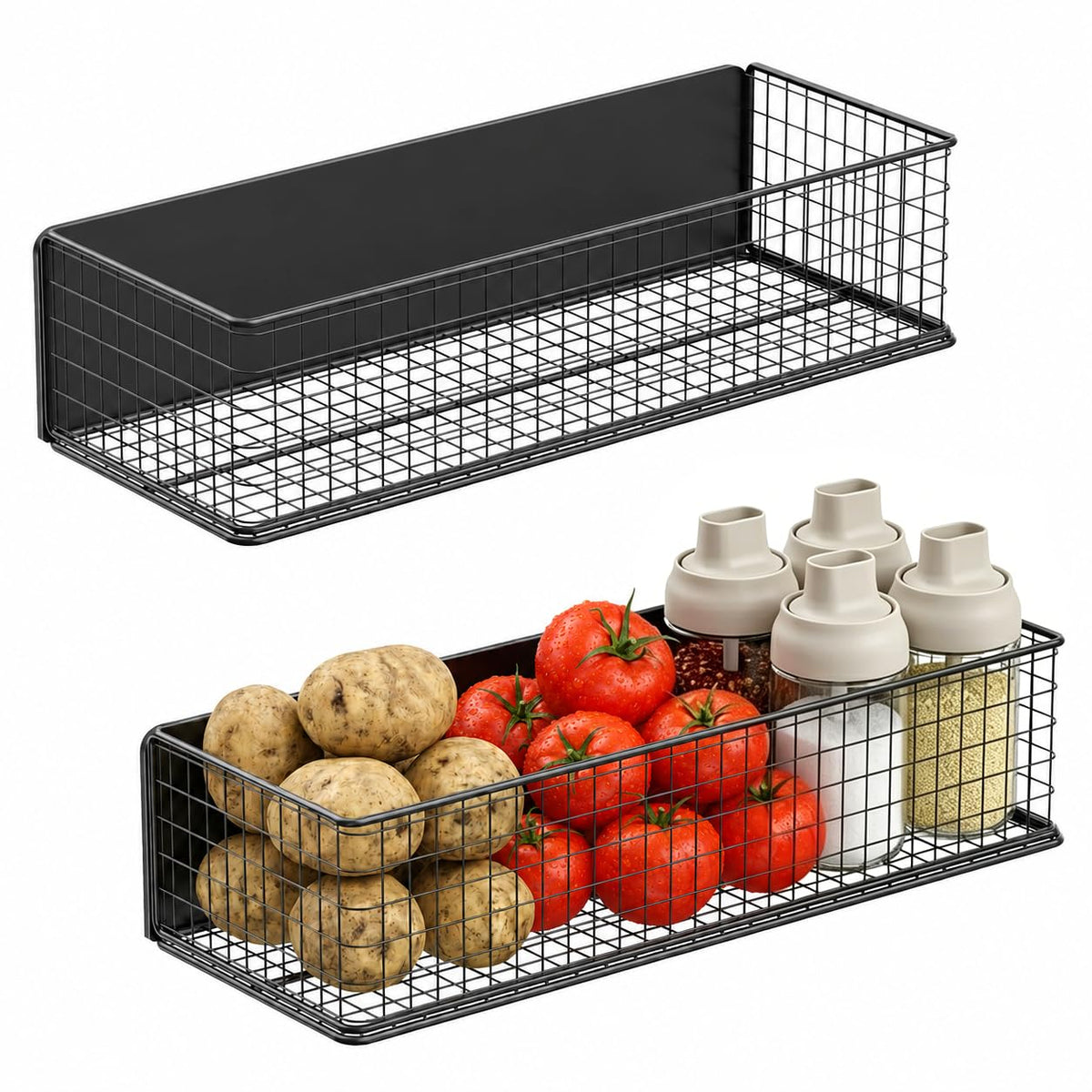 Magnetic Baskets Fridge Organizers, Large Capacity Metal - Image 1