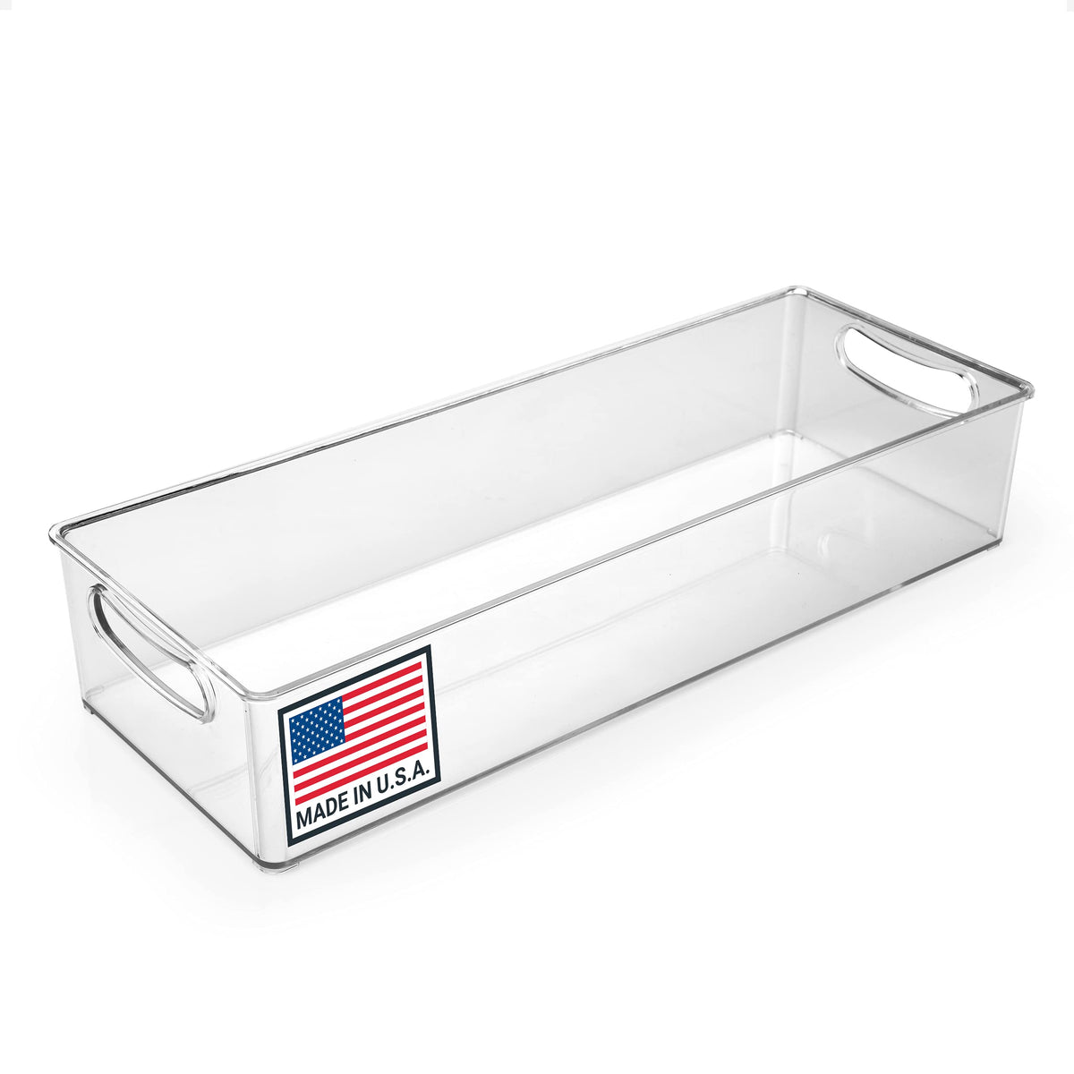 Pikanty Clear Refrigerator Organizer Bin with Handles — 15 Inch - Image 1