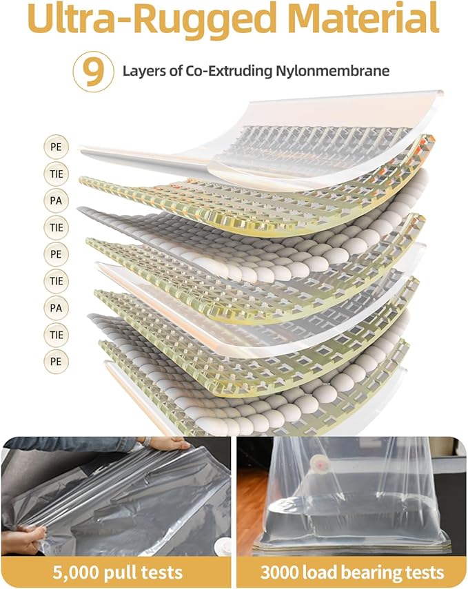 Vacuum Storage Bags for moving, Vacuum Seal Bags for Memory Foam, Latex, Clothing & Bedding, Space Saver Bags for Organization and Storage (10 Small)