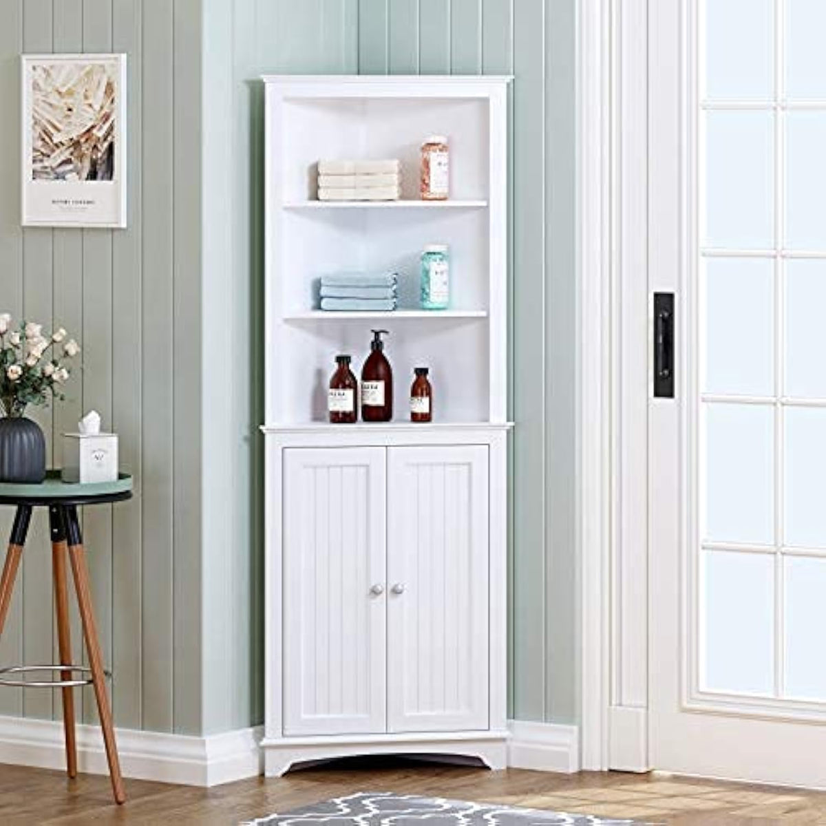 Spirich Tall Corner Bathroom Cabinet with Doors - Image 1