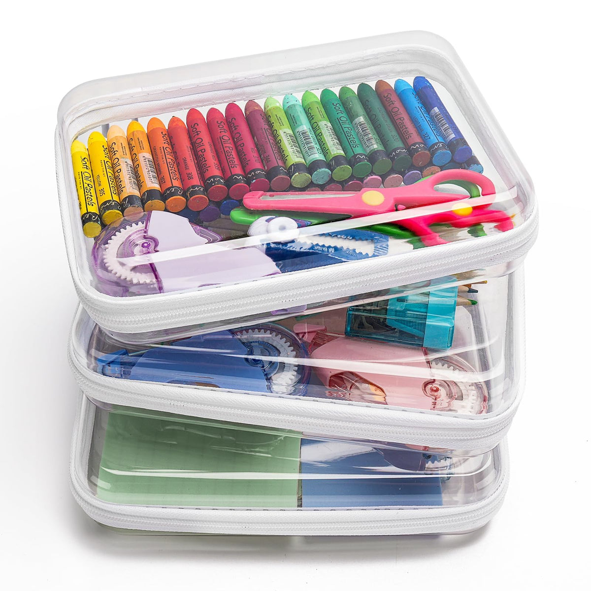 CoiiJoii 3PCS Medium Clear Hard Shell Zipper Case,Portable - Image 1