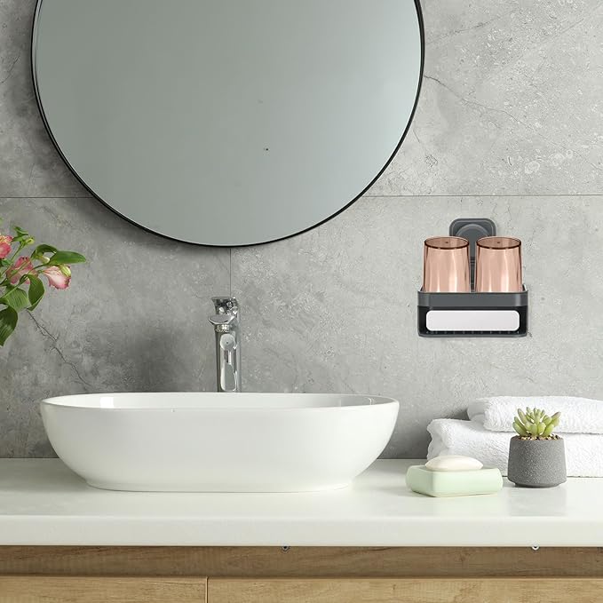 uxcell 1Pcs Suction Cup Soap Dish, Removable and Reusable Wall Mounted Double Bar Soap Holder for Shower No-Drilling Sponge Holder for Bathroom Kitchen, Beige