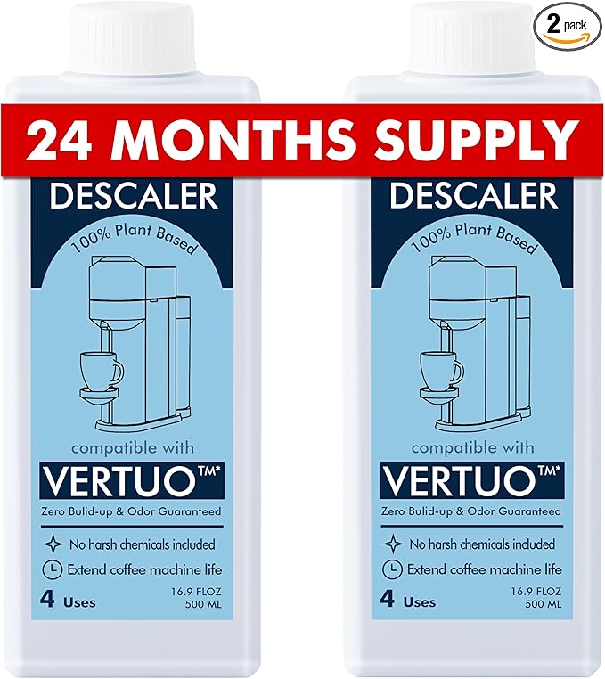 Nespresso Compatible Descaling Solution, 2 Years 8 Total Uses Descaling Kit. Effectively Remove Limescale & Mineral Build-Up. Restore Your Machine's Performance and Extend Lifespan for Perfect Coffee