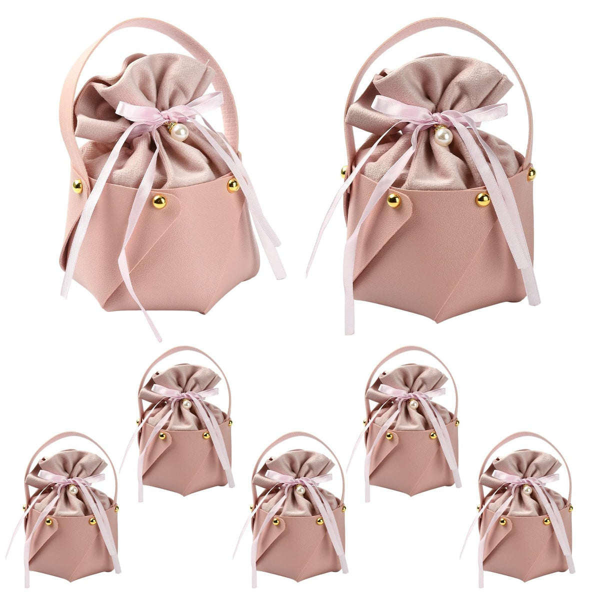 Ipotkitt 5 Sets PU Leather Candy Gift Bags with Velvet Drawstring - Image 1