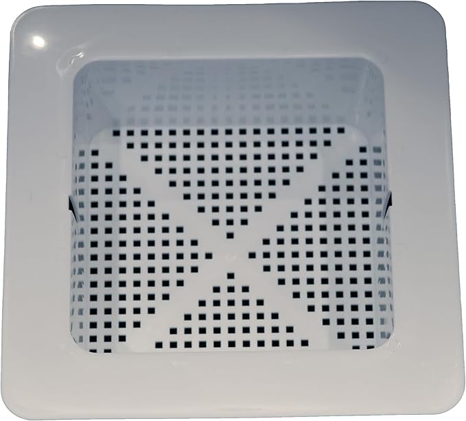 Drain Savior - 11.75-Inch Square Flanged Plastic Floor Drain Strainer with 3/16" Holes, Square Sink Drain Basket for Restaurants, Homes, Commercial Sink Strainer