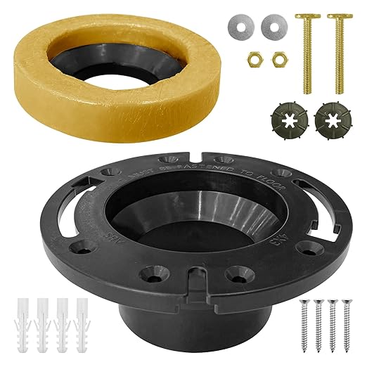 RV Toilet Flange with Wax Ring, Socket Floor Flange Wax Seal Ring Repair Kit for RV 300/310/320 Toilets, Replaces 385345892 RV Floor Flange