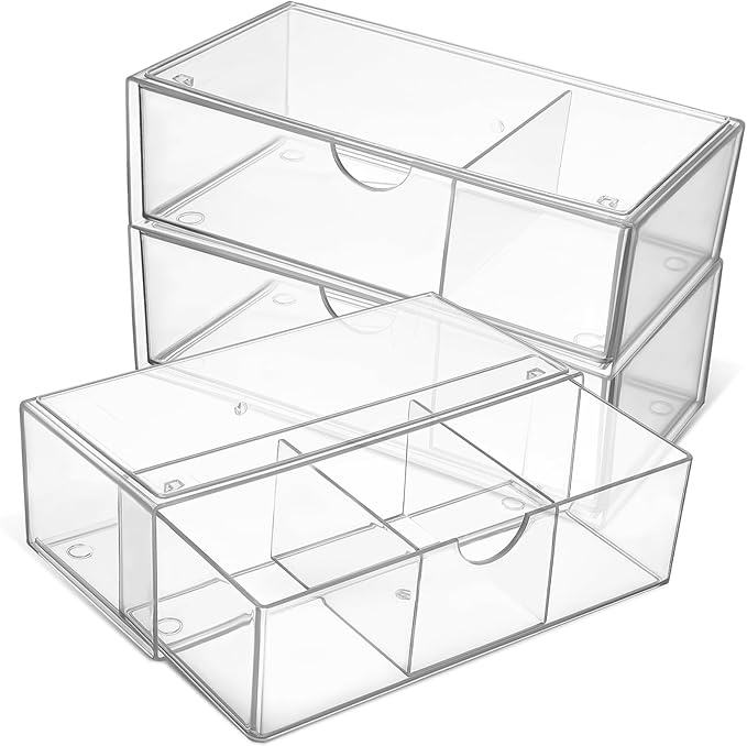 3pcs Makeup Organizer Lid Stackable Lipstick Holder Cosmetic Storage Box for Vanity and Desk for Skincare and Makeup Accessories
