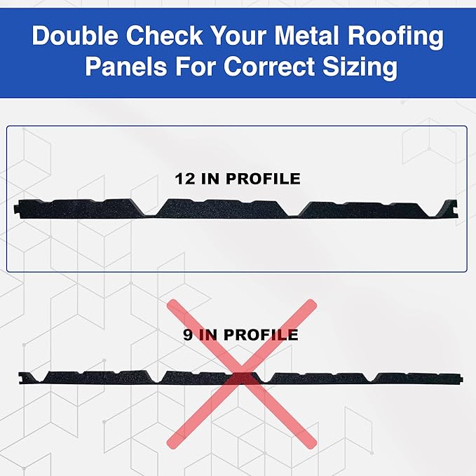 Duco USA-Made R Panel Foam Closure Strips - 100 Pack of 3ft Black Corrugated Roof Foam Strips for Metal Roof Insulations - Weatherproof Insulation Seal Blocks Moisture, Gaps, Noise & Dust