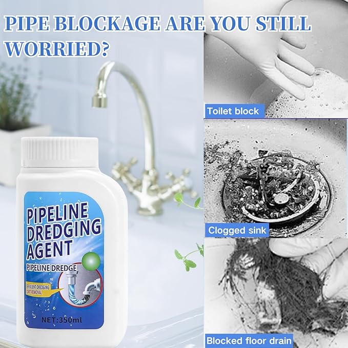 2PCS Powerful Pipe Dredging Agent,350ml Drain Clog Remover Agent,Fast Foaming For Kitchen Toilet Pipeline Quick Cleaners, Unclog Toilet Clog And Kitchen Sink Pipe Unblocker Powder