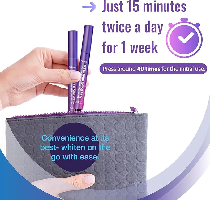 Viebeauti Teeth Whitening Pen Gel, Purple Packaging Tooth Whitener with Carbamide Peroxide for Sensitive Teeth, Precision Whitening Brush Pen for Stain Removal, Travel Size 0.2 Fl Oz