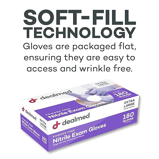 Dealmed Brand Nitrile Medical Grade Exam Gloves, Disposable, Latex-Free, 180 Count, Size Extra Large