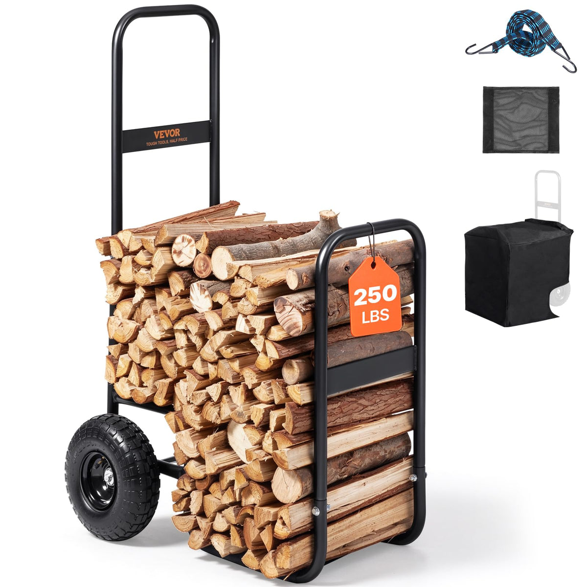 VEVOR Firewood Cart, 250 lbs Capacity - Image 1