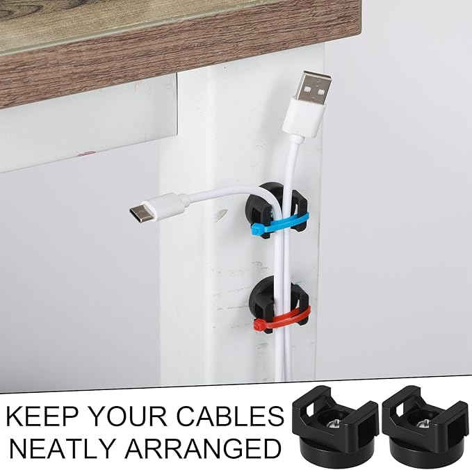 Yookeer 24 Pcs Magnet Zip Tie Mount Heavy-duty Magnetic Zip Tie Mounts Multipurpose Wire Cable Holder Mount with 120 Pcs Nylon Cable Ties for Home Office Wire Management(22mm)