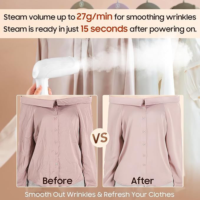 Small Handheld Steamer Iron for Clothes - 1350W Portable Clothes Steamer, Removes Wrinkle with Heat-Resistant & Strong Steam for Different Fabrics, Suit for Home/Office/Travel