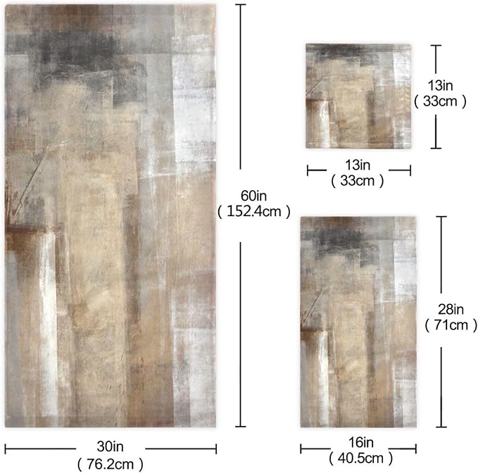 Taupe Grey Bath Towels Set,3 Piece Brown Beige Ombre Towels Set(1 Bath Towel 1 Hand Towel 1 Washcloth),Absorbent Soft Decorative Abstract Bathroom Towels for Shower,Fingertip,Hair,Face