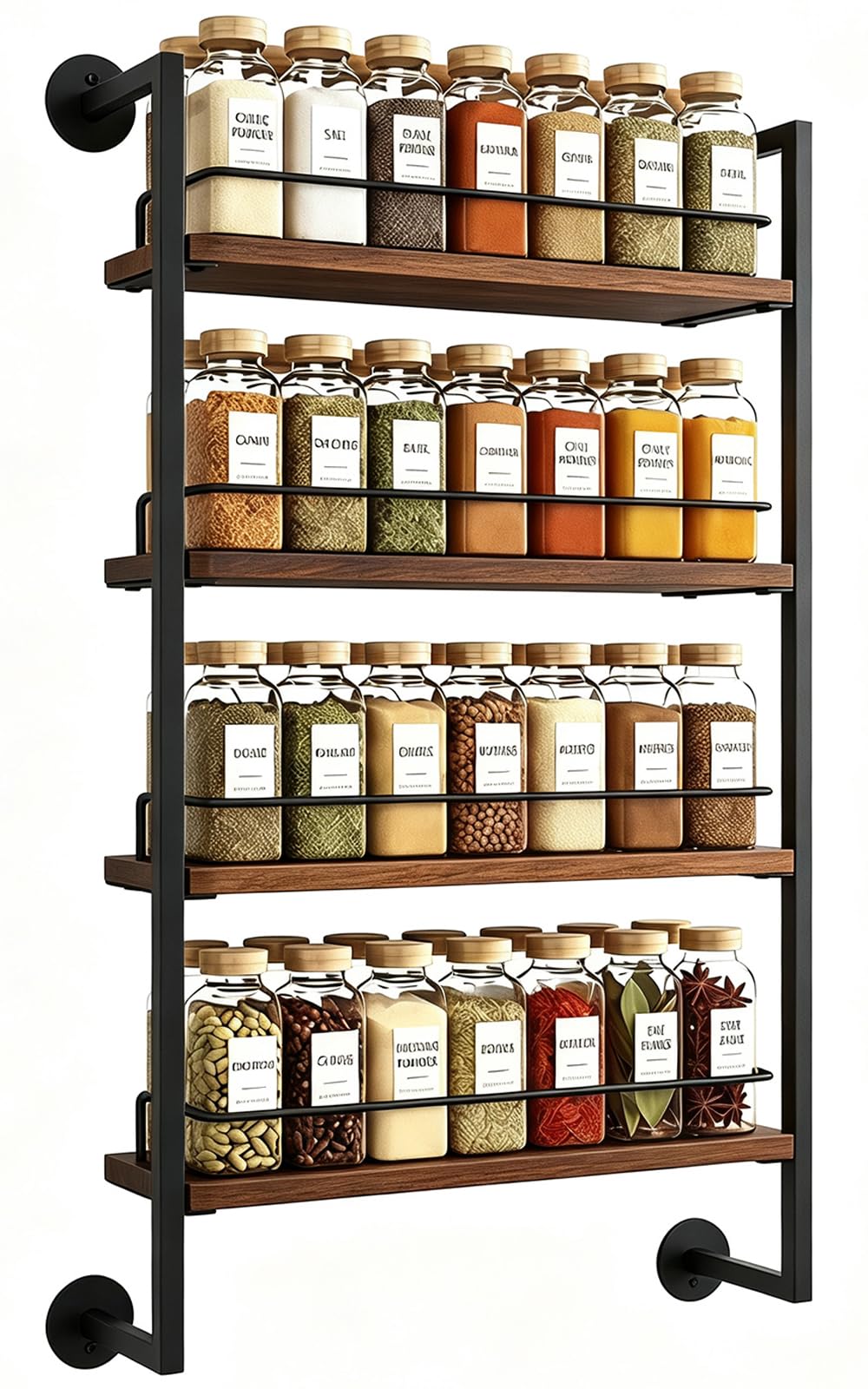 4 Tier Spice Rack Wall Mounted for Kitchen, Large Capacity - Image 1