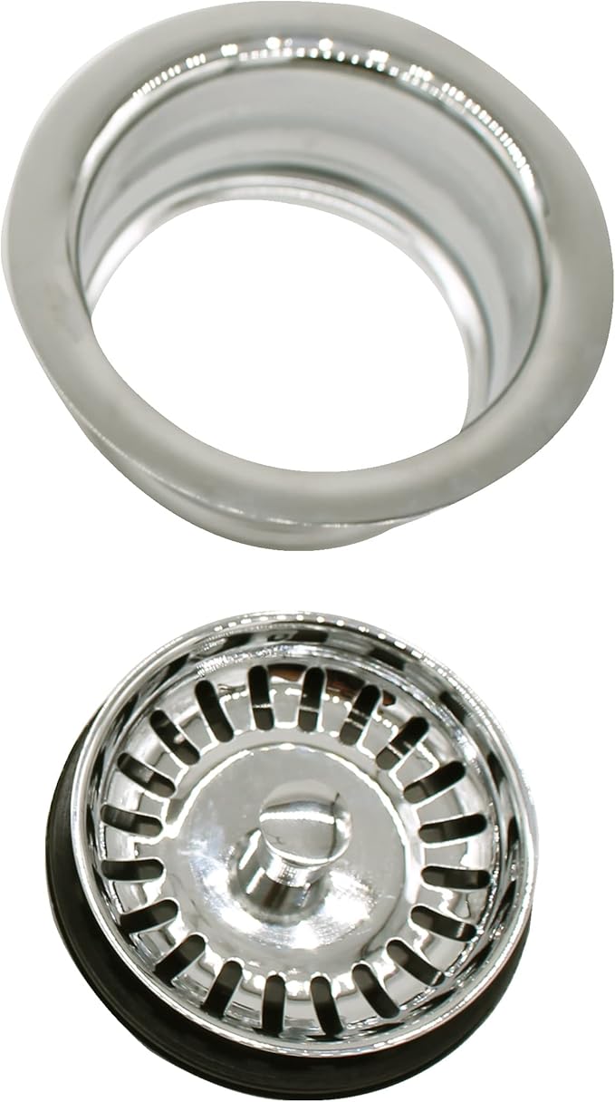 Westbrass A2089SEV-05 3-1/2" Kitchen Sink Waste Disposal Drain Flange and Basket Strainer, Polished Nickel
