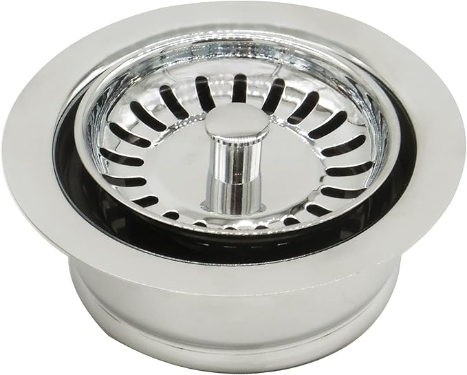 Westbrass A2089SEV-05 3-1/2" Kitchen Sink Waste Disposal Drain Flange and Basket Strainer, Polished Nickel