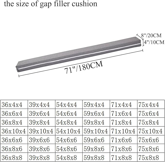 SAMTY Bed Filler for headboard Space King Gap Filler Bolster Pillow Stopper for Sofa Crack Filler Between Headboard and Mattress California 71x8x4 Inch