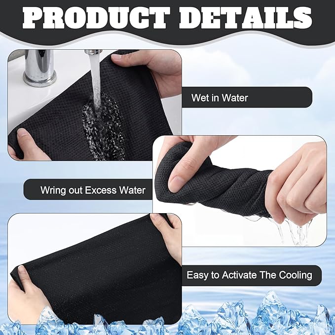 Honoson Cooling Towel Bulk - Neck & Face Cool Chilly Towels Microfiber Breathable Sport Sweat Rag for Gym, Yoga, Travel, Camping, Running, Outdoor