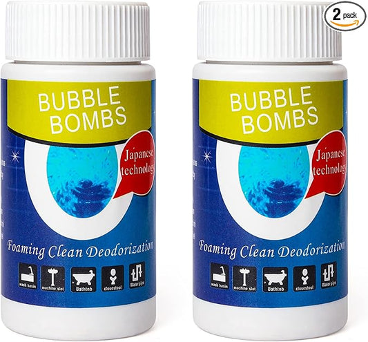 2 Pcs Powerful Magic Bubble Bombs Drain Cleaner - Fast Foaming Pipe Cleaner Powder Dredge Agent for Kitchen Toilet Pipeline Quick Cleaning Tool