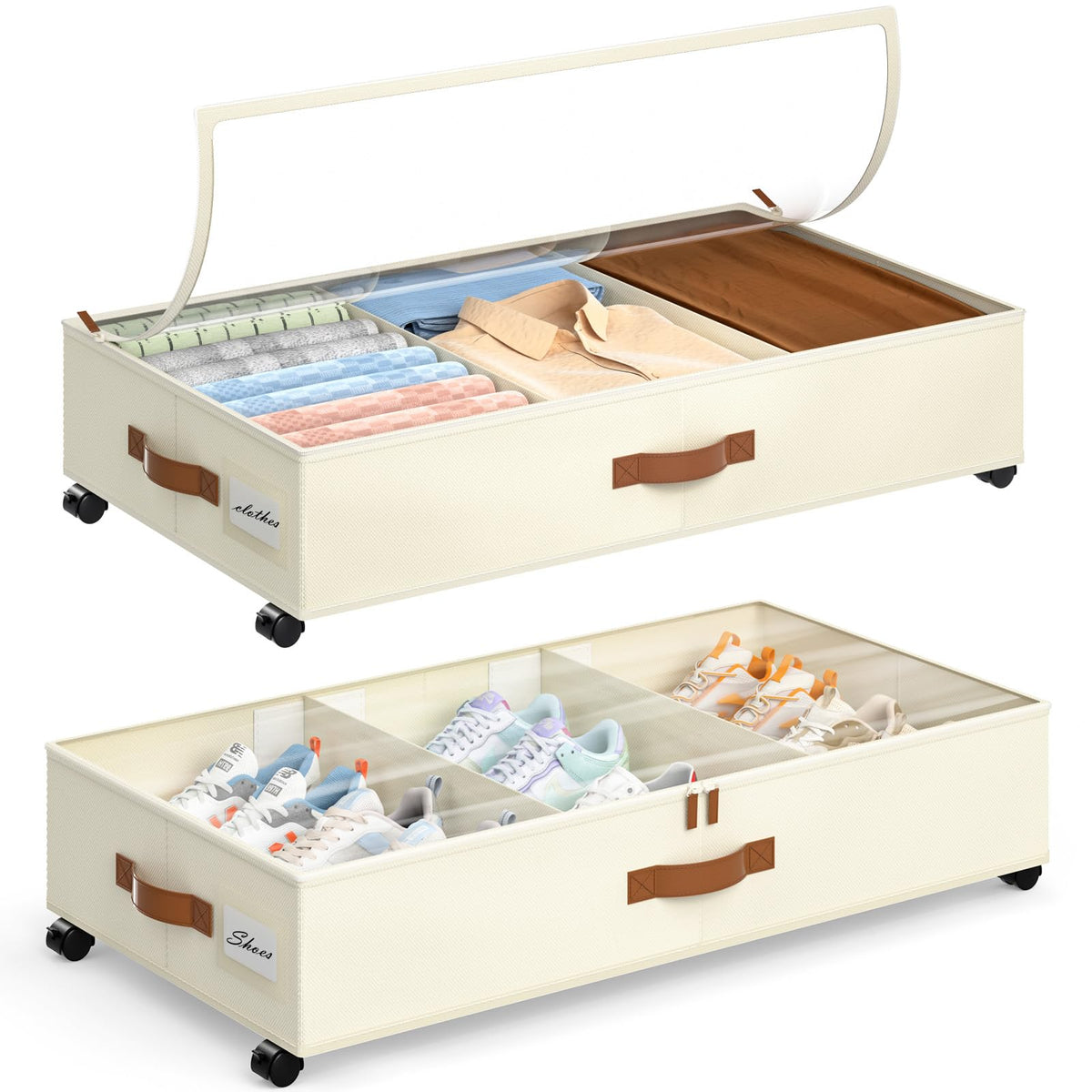 Yecaye Under Bed Storage with Wheels, 2 Pack Under Bed - Image 1