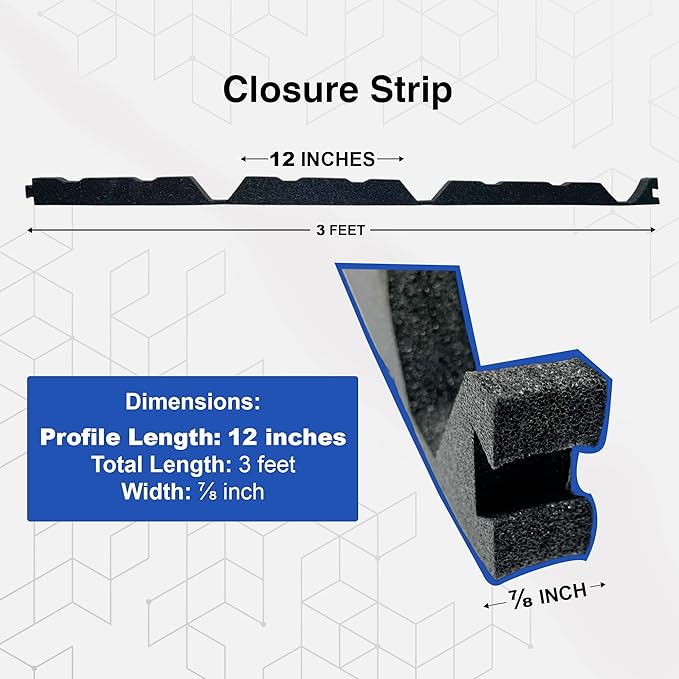 Duco USA-Made R Panel Foam Closure Strips - 20 Pack of 3ft Black Corrugated Roof Foam Strips for Metal Roof Insulations - Weatherproof Insulation Seal Blocks Moisture, Gaps, Noise & Dust