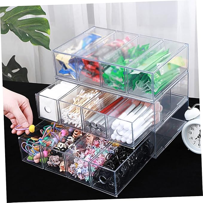 Acrylic Makeup Organizer Multi-compartment Storage Dresser Vanity Hair Accessory Home Storage