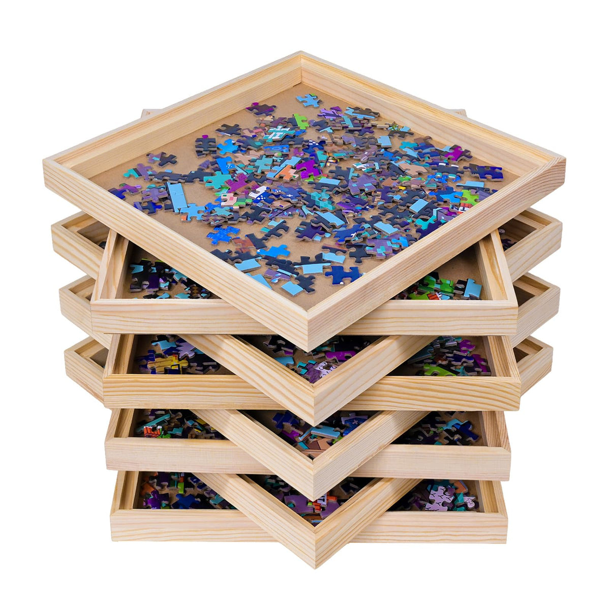 8 Pcs Jigsaw Puzzle Sorting Trays Stackable - 12inch x 12inch - Image 1