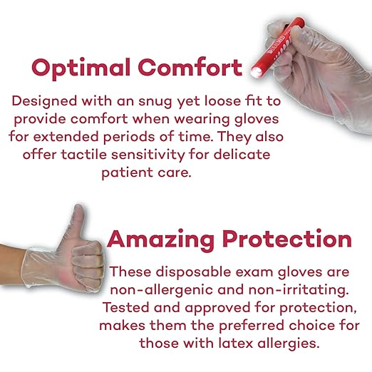 Dealmed Vinyl Exam Gloves – Disposable Non-Irritating Medical Gloves, Latex Free, First Aid Kits and Medical Facilities, 100 Count (X-Large Pack of 1)