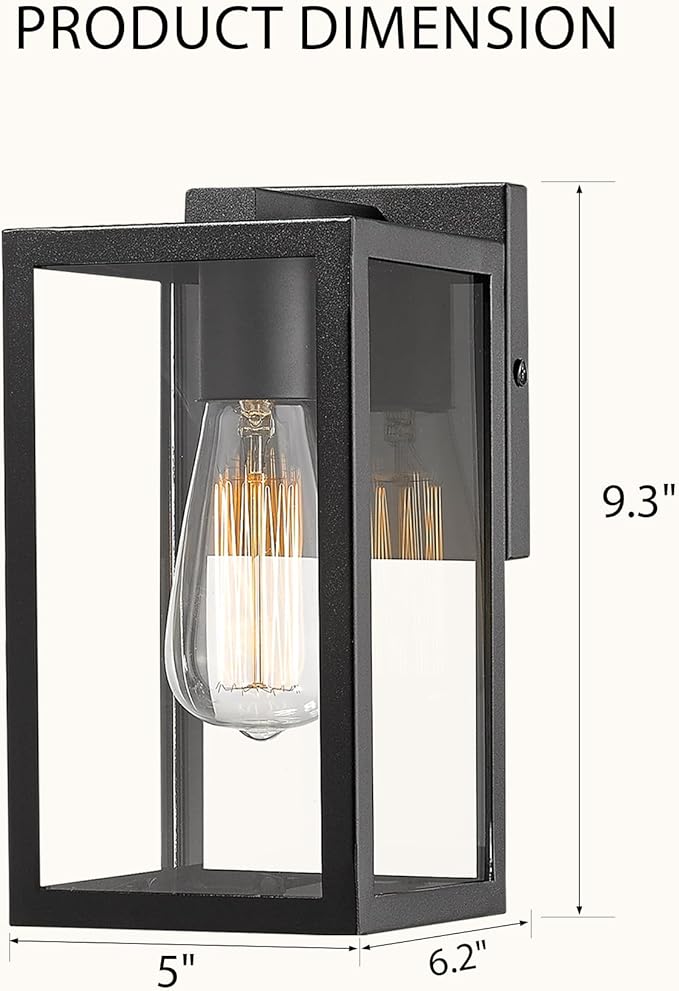 Bestshared Exterior Wall Light, Outdoor Wall Lantern, Exterior Mount Lighting Fixture, Outside Lamp for Porch, Entryway, Garage (Black, 4 Pack)