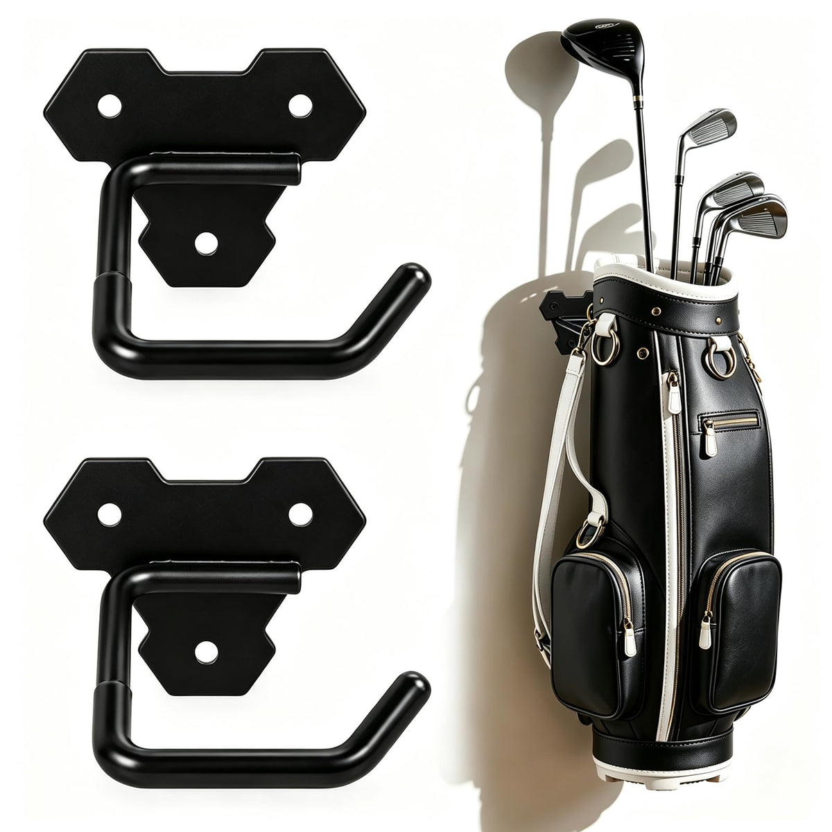 Wall Mounted Golf Bag Hooks for Garage, Bag Holder | Garage Storage - Image 1
