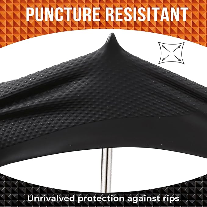 10 Mil Nitrile Disposable Gloves Heavy Duty Mechanic Gloves Raised Diamond Texture Thick (Black of 1000, Medium)