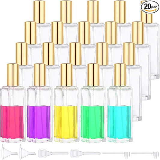 Segbeauty 20pcs 1oz Glass Perfume Spray Bottle Refillable, Empty Travel Cologne Sprayer, 30ml Travel Atomizer Sprayer for Perfume Glass Spray Bottles, Bulk Fine Mist Atomizer with Dispensing Tool