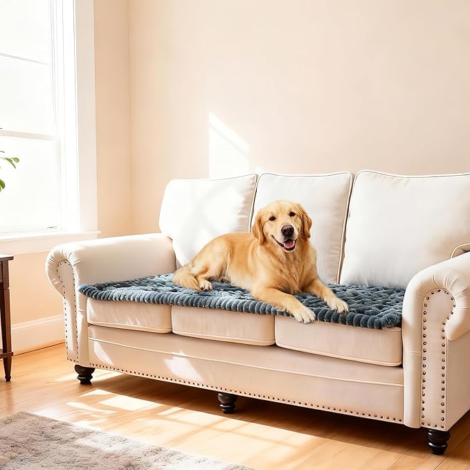 Waterproof Couch Cover for Dogs Washable,Non Slip Fuzzy Durable Couch Covers for 3 Cushion Sofa Pet Friendly Sofa Cover Dog Thick Soft Slipcovers Protector Couches Mat Bed (Grey, 27.6" x 59.06")