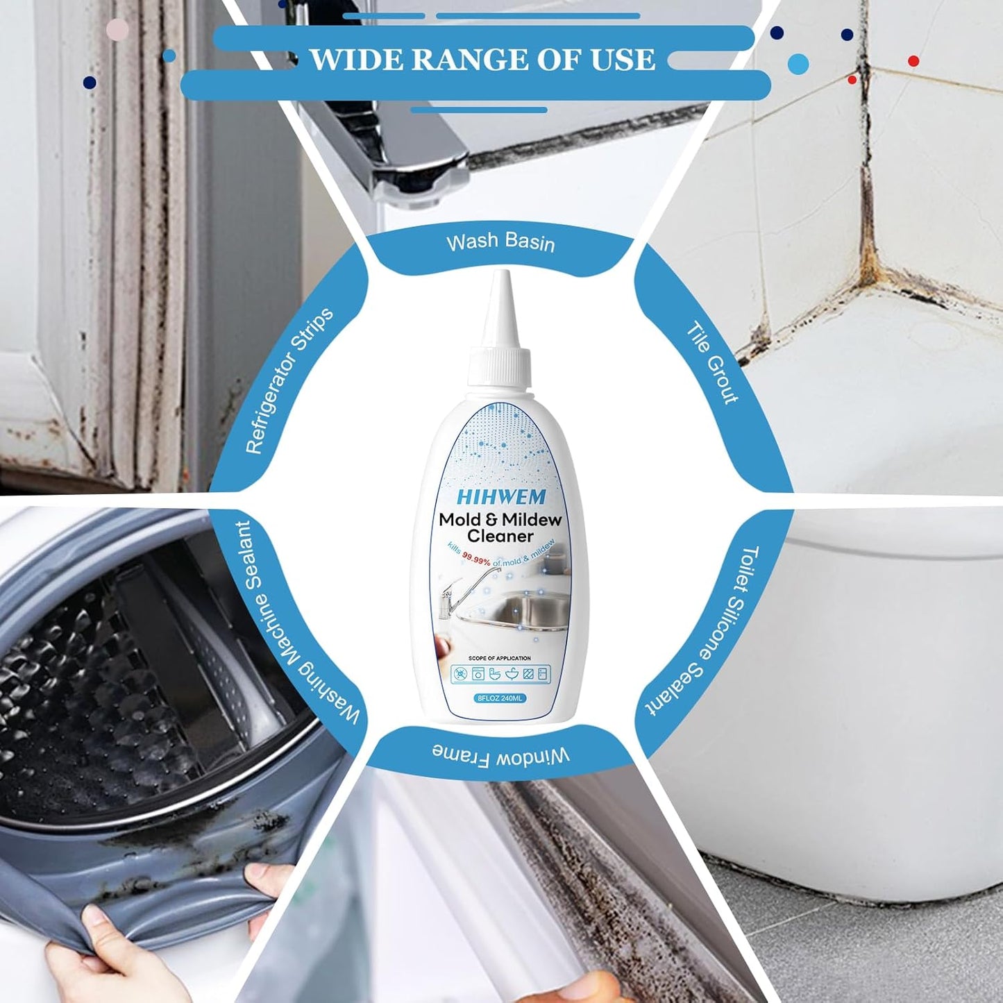 Mold & Mildew Remover Gel – Grout, Sink & Shower Stain Cleaner (8 oz) | Fixory911